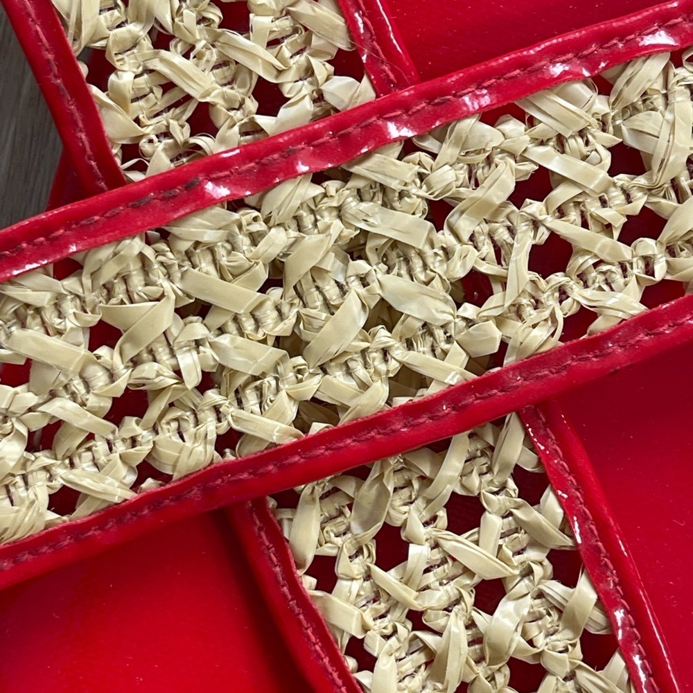 COPY - Vintage Red Rattan Criss Cross Slides Shoes Slippers 50s 60s Mid Century… - Picture 2 of 4